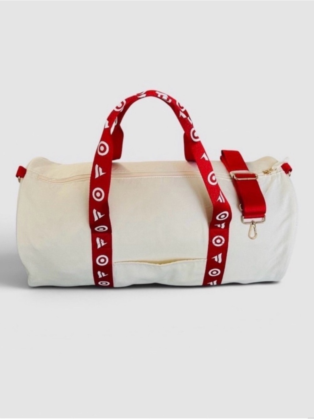 Canvas Duffel Bag with fanatics fest 2026 and Target Logo Red Straps